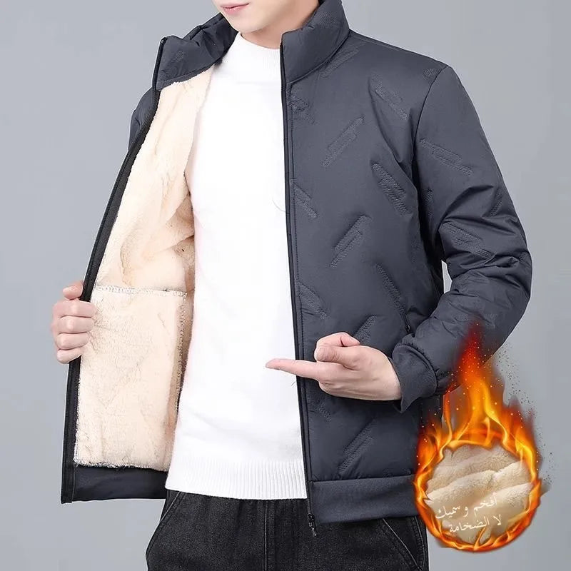 **Jaqueta Masculina Premium Forrada em Lã Veludo — Impermeável, Corta Vento e Super Quente para Outono/Inverno**