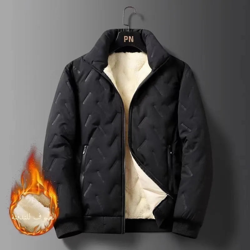 **Jaqueta Masculina Premium Forrada em Lã Veludo — Impermeável, Corta Vento e Super Quente para Outono/Inverno**