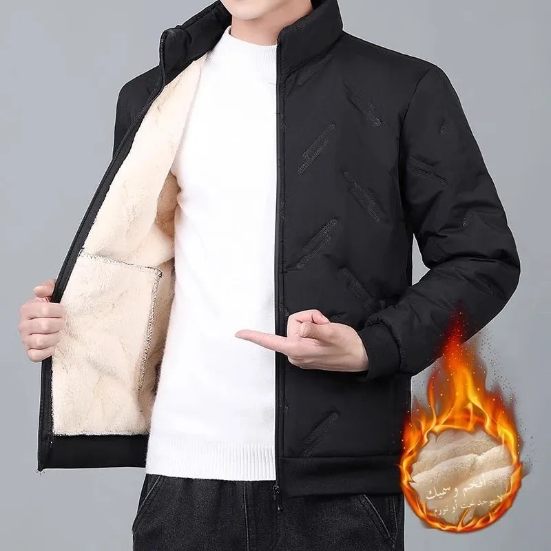 **Jaqueta Masculina Premium Forrada em Lã Veludo — Impermeável, Corta Vento e Super Quente para Outono/Inverno**